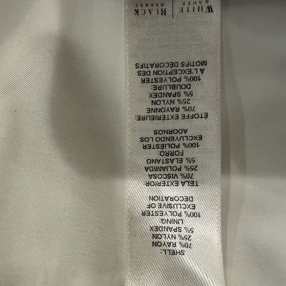 White House Black Market Ivory Military Jacket Silver Buttons Size 10 - Picture 5 of 7